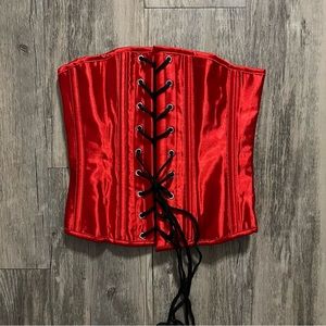 Bedroom Stories Red Corset with Black Lace